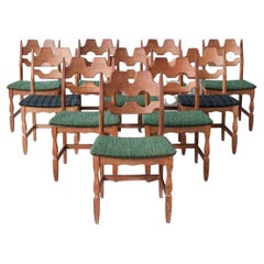 Set of 10 Henning 'Henry' Kjaernulf Oak Razor Mid-Century Dining Chairs