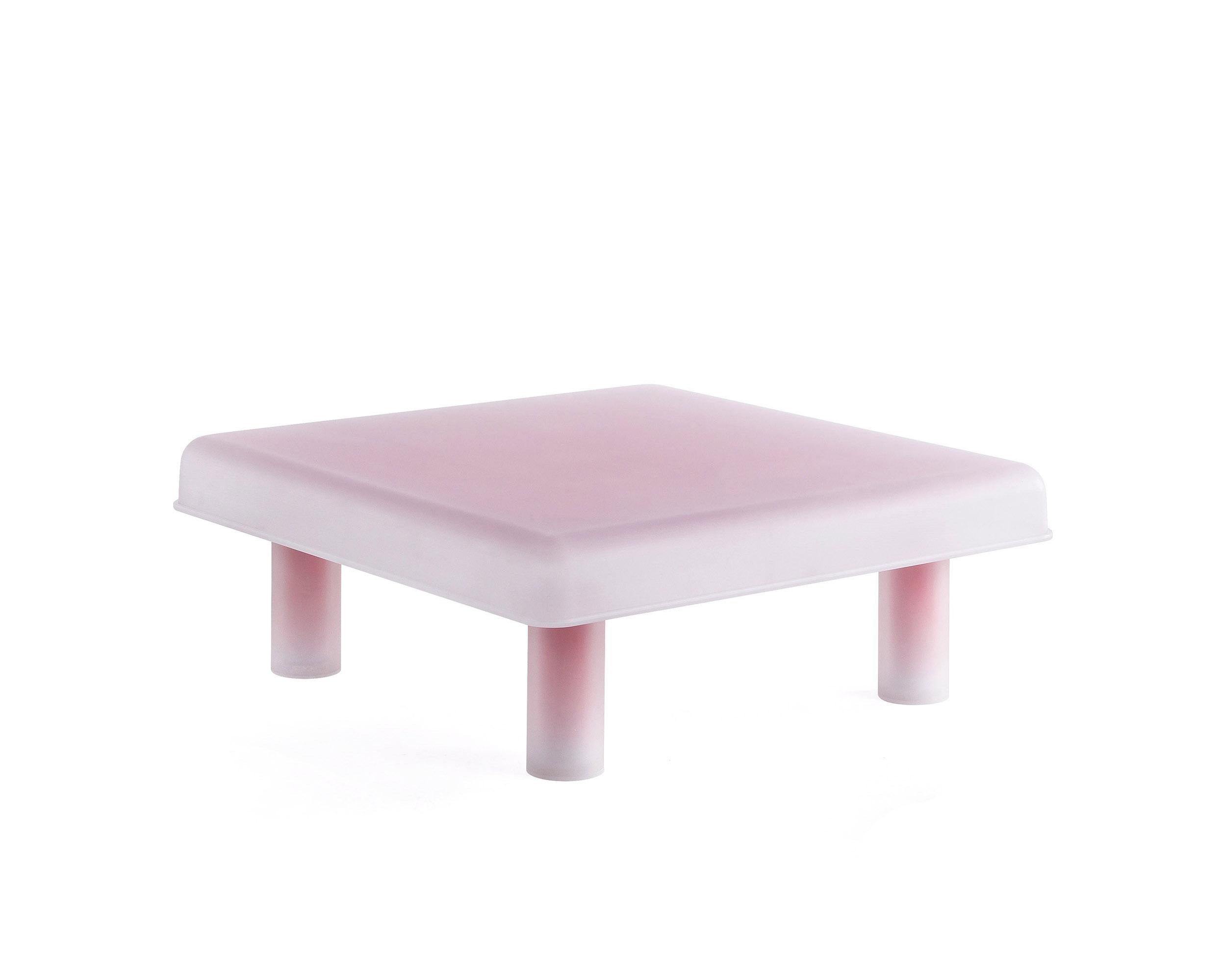 For Sale: Pink (Coral) 21st Century Sopovria So Central Table in Frosted Plexiglass by Sovrappensiero