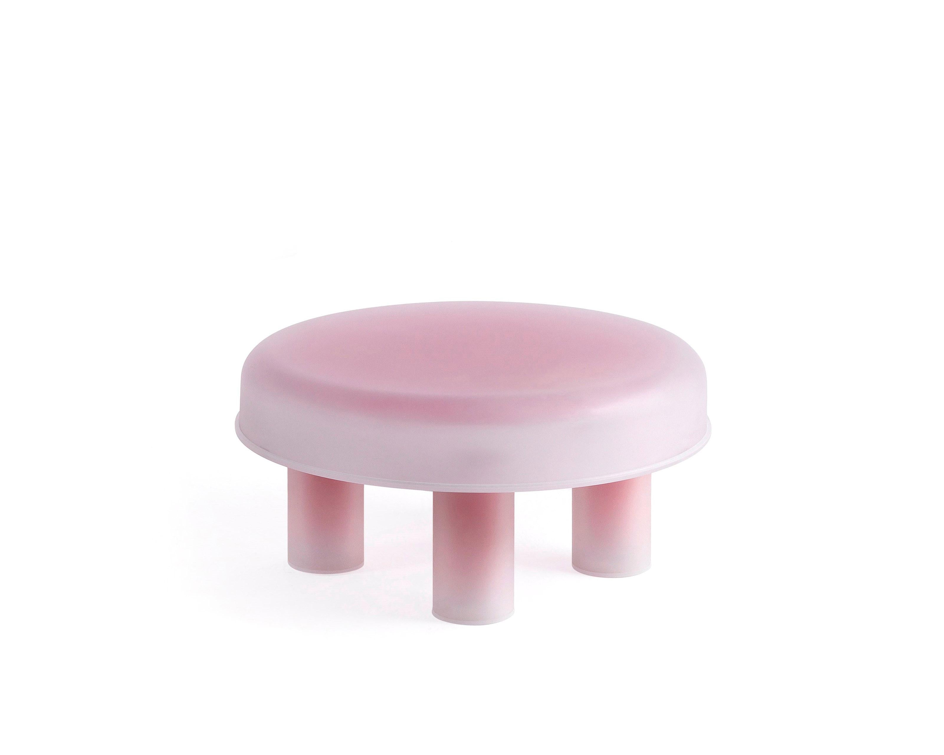 For Sale: Pink (Coral) 21st Century Sopovria Re Side Table in Frosted Plexiglass by Sovrappensiero