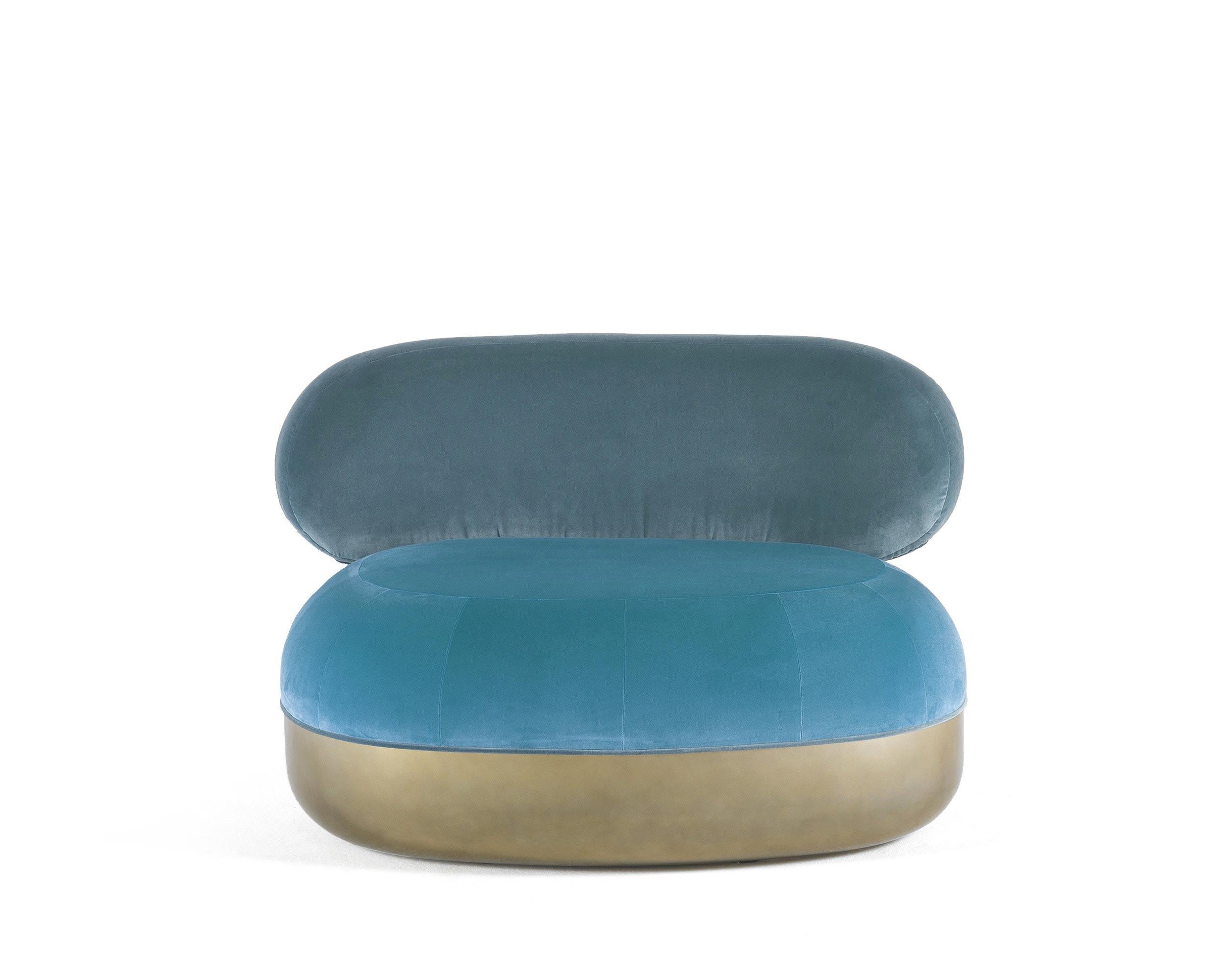 For Sale: Blue 21st Century Belmer Armchair in Velvet by Matteo Cibic