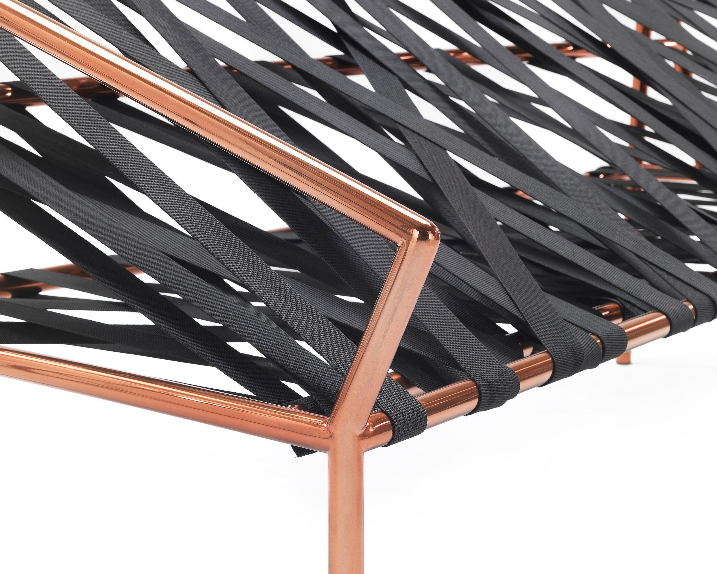 For Sale: Brown (Copper) 21st Century Ligomancer Sofa in Metal and Black Elastic Webbing by CTRLZAK 3