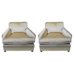 Pair of French Armchairs in Champagne Satin