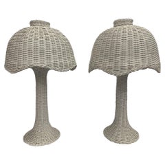 1950s Pair of Wicker Lamps