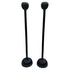 Black Tulip Form Candlesticks in Japanese Style