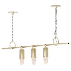 “Sino” Chandelier in Cast Brass with Illuminated Raw Crystal by Estúdio Orth