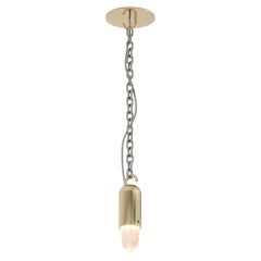 "Sino" Pendant in Cast Brass and Illuminated Raw Crystal by Estudio Orth