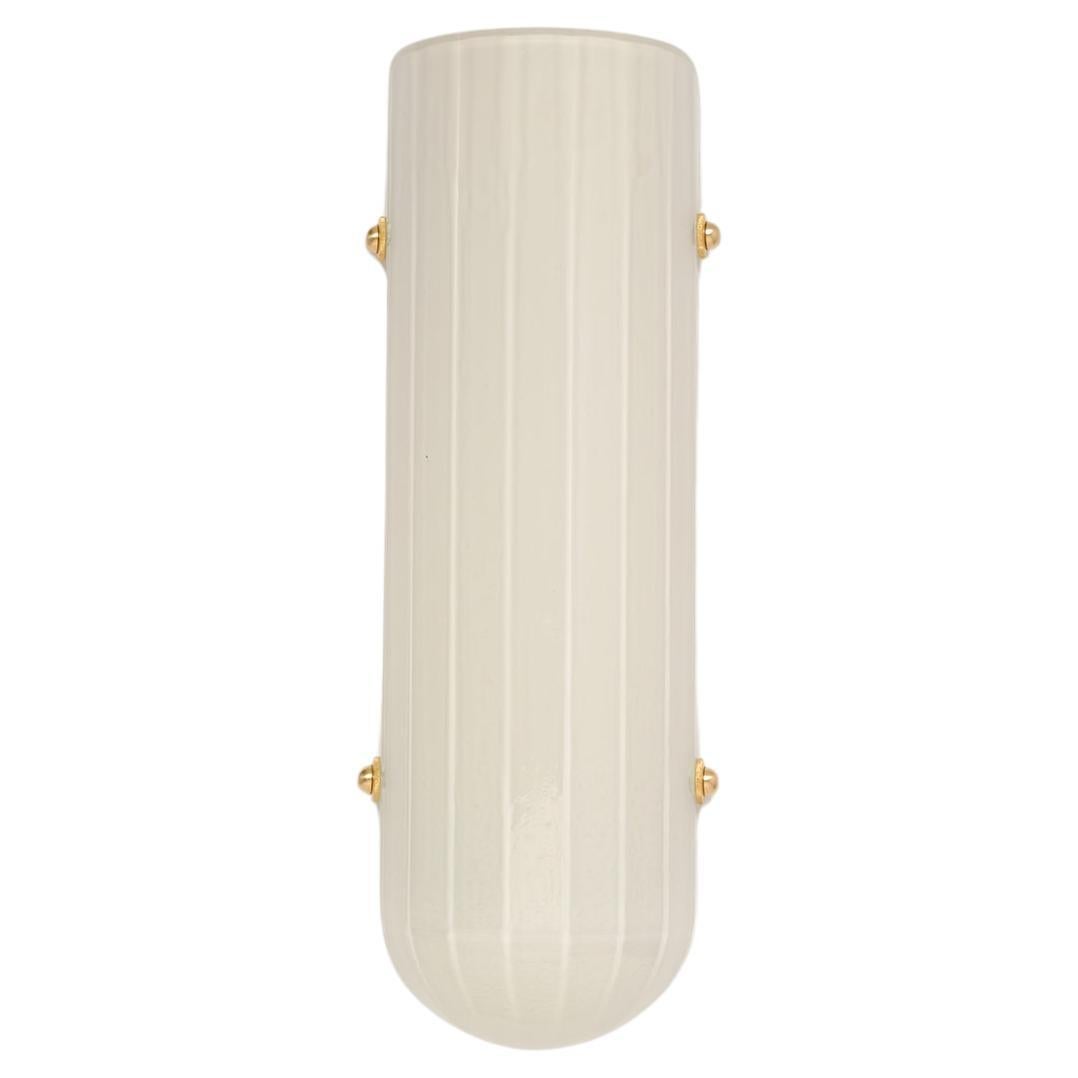 Selene Streamline Moderne Inspired Blown Glass and Brass Wall Sconce