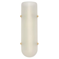 Selene Streamline Moderne Inspired Blown Selenite Glass and Brass Wall Sconce