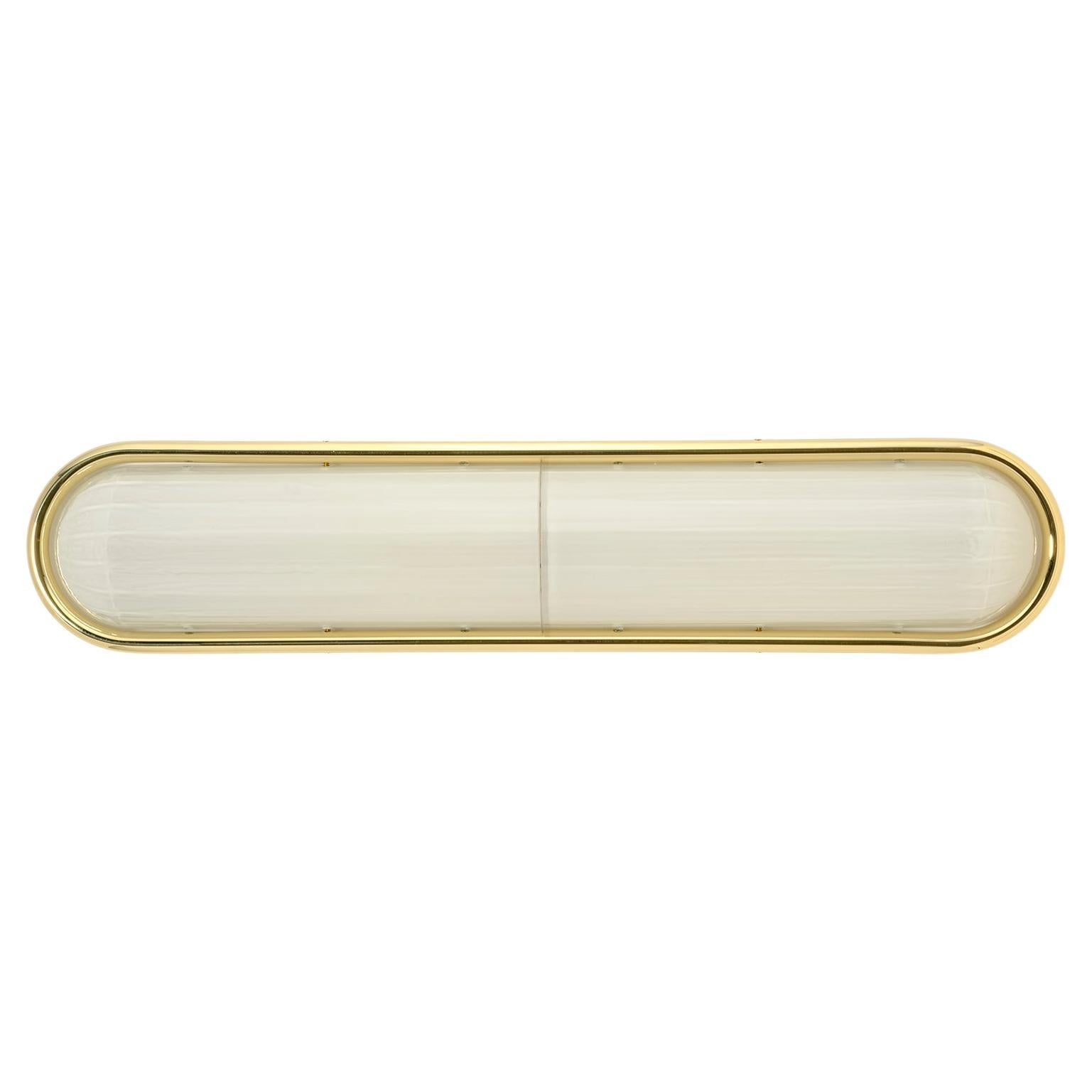 Lampada da incasso in vetro soffiato e ottone di ispirazione Streamline Moderne di Phaenon in vendita
