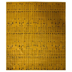 Contemporary Area Rug in Gold Mustard, 8'x10'  Handmade of Silk Wool "Pieces"