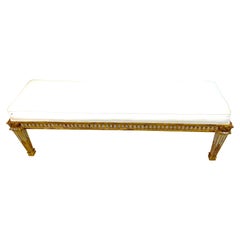 Vintage Louis XV Style Giltwood & Grey Painted Bench