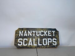 Antique Hand-Painted Nantucket Scallop Sign, Wood, 1900