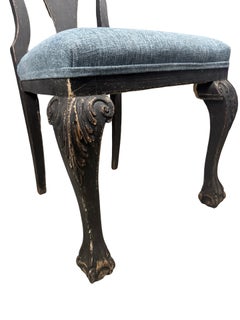 Set of 10 Antique Venetian Italian Queen Anne Style Carved Splat-Back Chairs