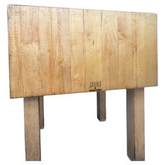Vintage Boos Solid Maple Butcher Block Table on Trestle Legs