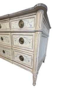French Neoclassical Style Painted Nine-Drawer Commode with Hand-Painted Foliate