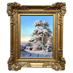 Vintage Daniel Van Der Putten Oil Painting Winter Snow Scene Hollywood Wicklow Ireland