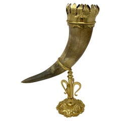 Antique German Ormolu Cow Horn of Plenty Cornucopia Vase Centerpiece poss. WMF