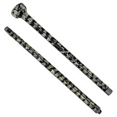Used Lady's Gentleman's Mother of Pearl Traveling Walking Swagger Stick Cane 