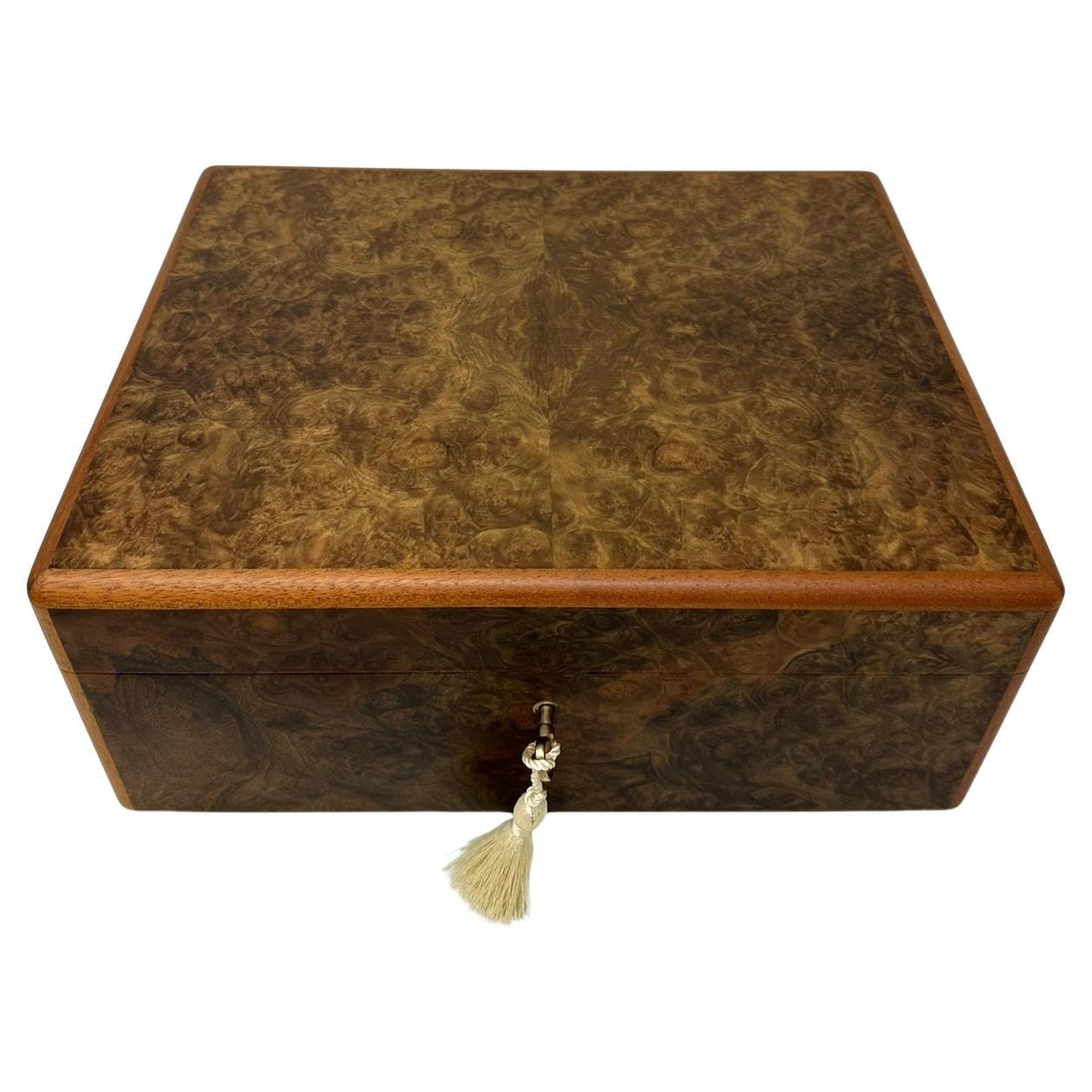 Burl Walnut Mahogany Handmade Jewelry Casket Box by Manning of Ireland Irish New For Sale