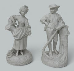 Antique Grand Tour French Parian Sculpture Male Female Figures Group 19C