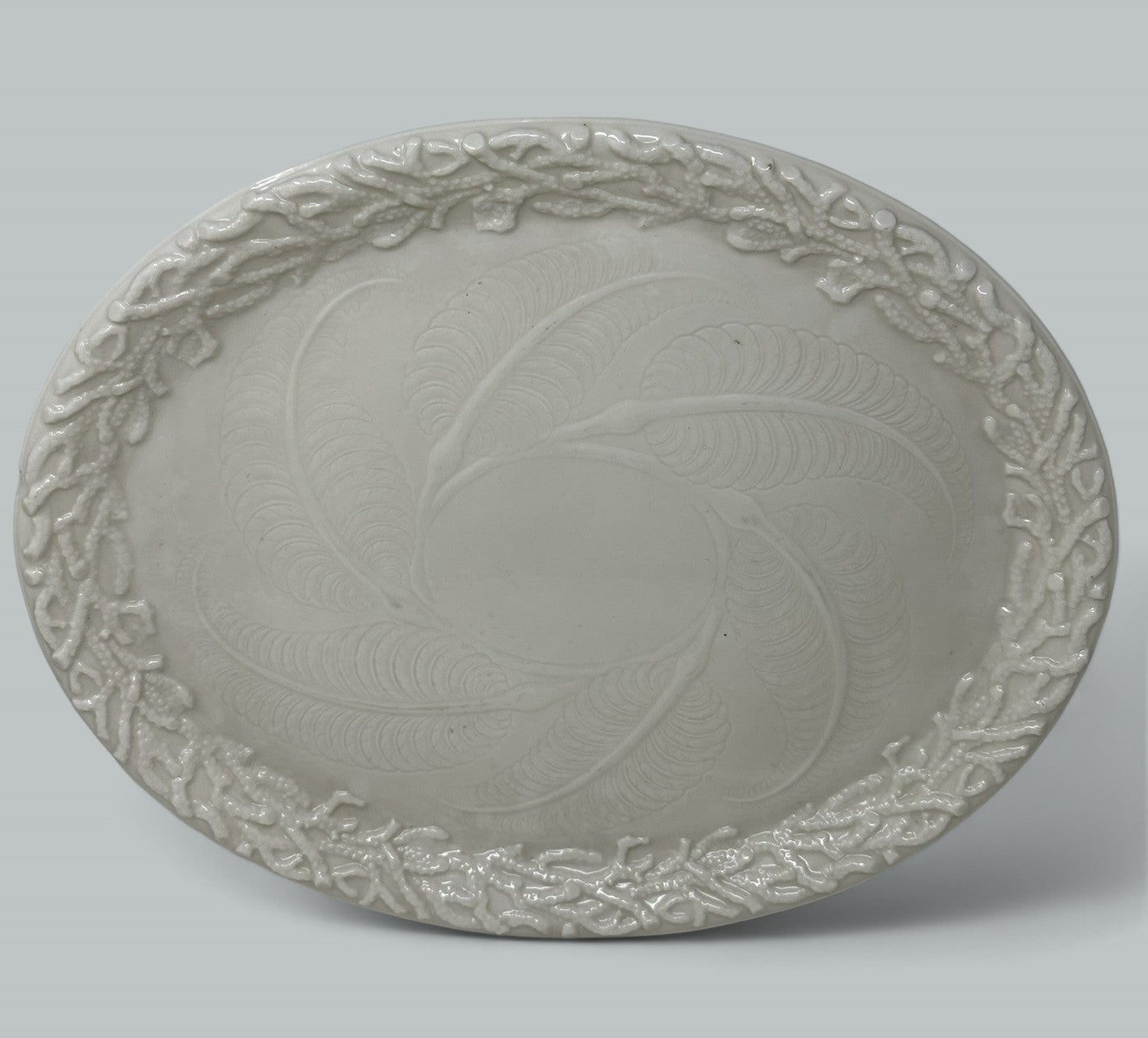 Ancienne Porcelaine Irlandaise Belleek Echinus Tray Centerpiece Black Mark Ireland 1891