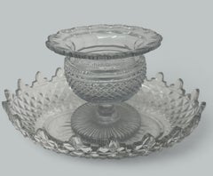 Antique Irish Tipperary Waterford Glass Cut Crystal Victorian Turnover Bowl Tray