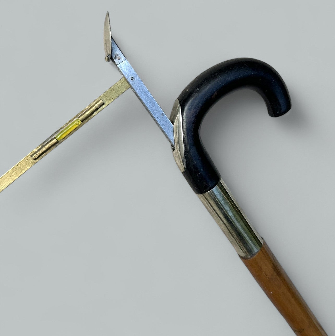 Antico bastone da passeggio di misura per cavalli in argento massiccio Gadget del XIX secolo