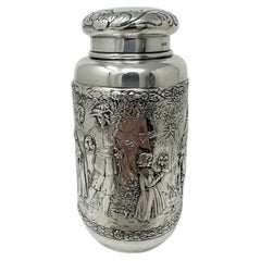 Contenitore da tè antico tedesco in argento sterling, Neresheimer Sohnes Berthold Muller, 1900