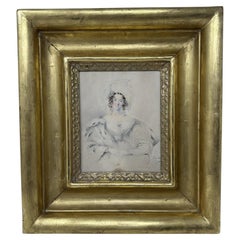 Edward Hayes, Irlanda, irlandés, 1797-1864. Retrato antiguo de una dama. Acuarela y lápiz.