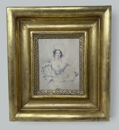Edward Hayes, Irlanda, irlandés, 1797-1864. Retrato antiguo de una dama. Acuarela y lápiz.