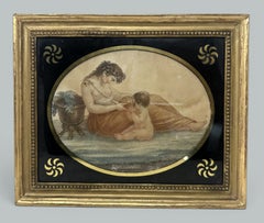 Antique Regency Francesco Bartolozzi Hand Colored Stipple Engraving Lady Pair