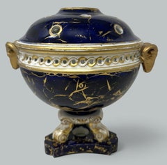 Antique Regency English Crown Derby Vase Pot Pourri Centerpiece Cobalt Blue 1815