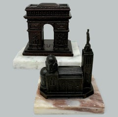 French Bronze Architectural Model Arc de Triomphe Paris Sacre-Couer Basilica