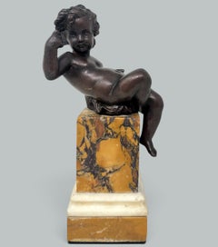Antique Regency Grand Tour French Bronze Dore Cherub Putti Sienna Marble 19 Cent