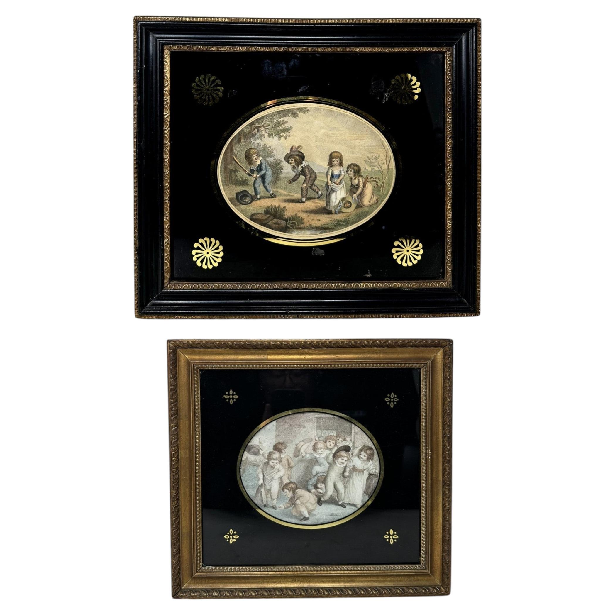 Coppia di incisioni a puntinatura colorate a mano di Francesco Bartolozzi, epoca Regency, 1815