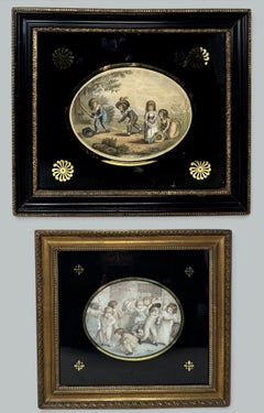 Antique Regency Francesco Bartolozzi Hand Colored Stipple Engravings Pair 1815