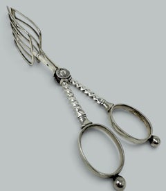 Antique Vintage English Sterling Silver Asparagus Tongs Ben Wade Sheffield 1921