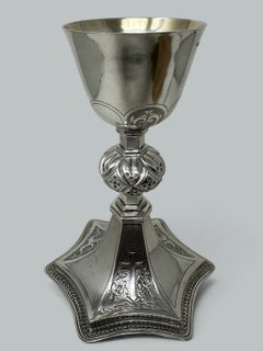 Cáliz religioso antiguo de plata de ley para vino, estilo vintage, de Irlanda, 1912. 12 onzas