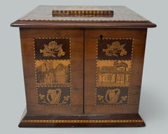Antique Irish Castle Ruins Killarney Killarneyware Arbutus Wood Jewellery Casket