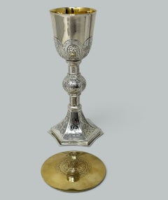 Calice da vino antico e vintage in argento sterling a tema religioso, IRISH 1919, 14,3 oz