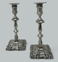 Antique Pair English Sterling Silver Candlesticks Candelabra Adams Style 1899