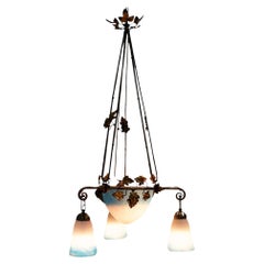 French Art Nouveau Chandelier Signed, “Rethondes”, Region “Hauts de France”