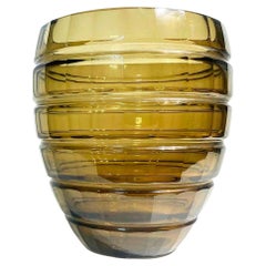 Vaso in vetro fumé Art Deco firmato Daum Nancy Francia circa 1930