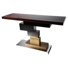 Stratos, console con piano in macassar naturale, un design di GAS