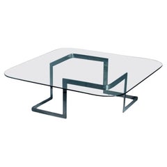 Walter, Coffee Table with Glass Top and Stainless Steel Base