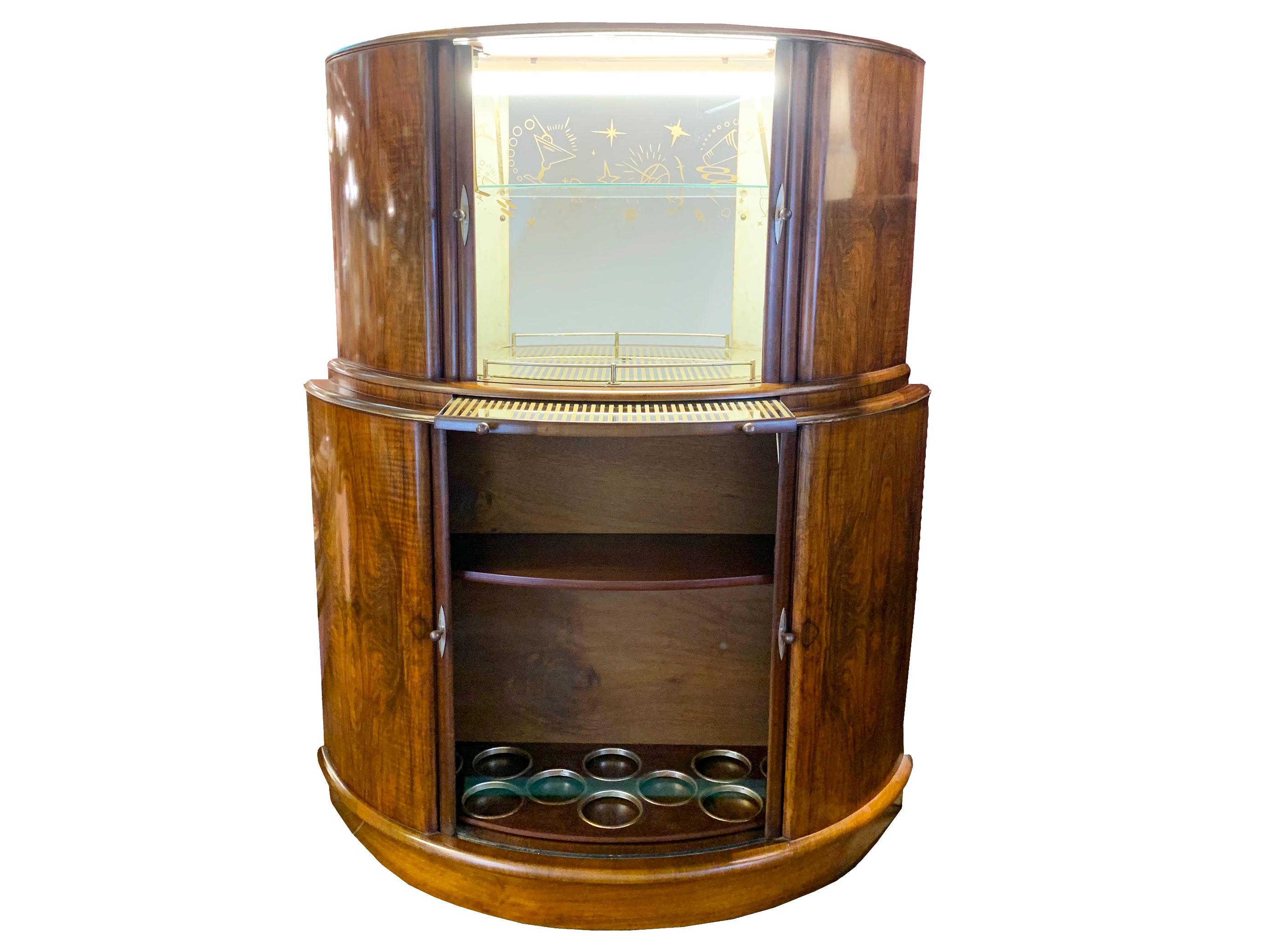 English Art Deco Dry Bar Cabinet, circa 1930's For Sale