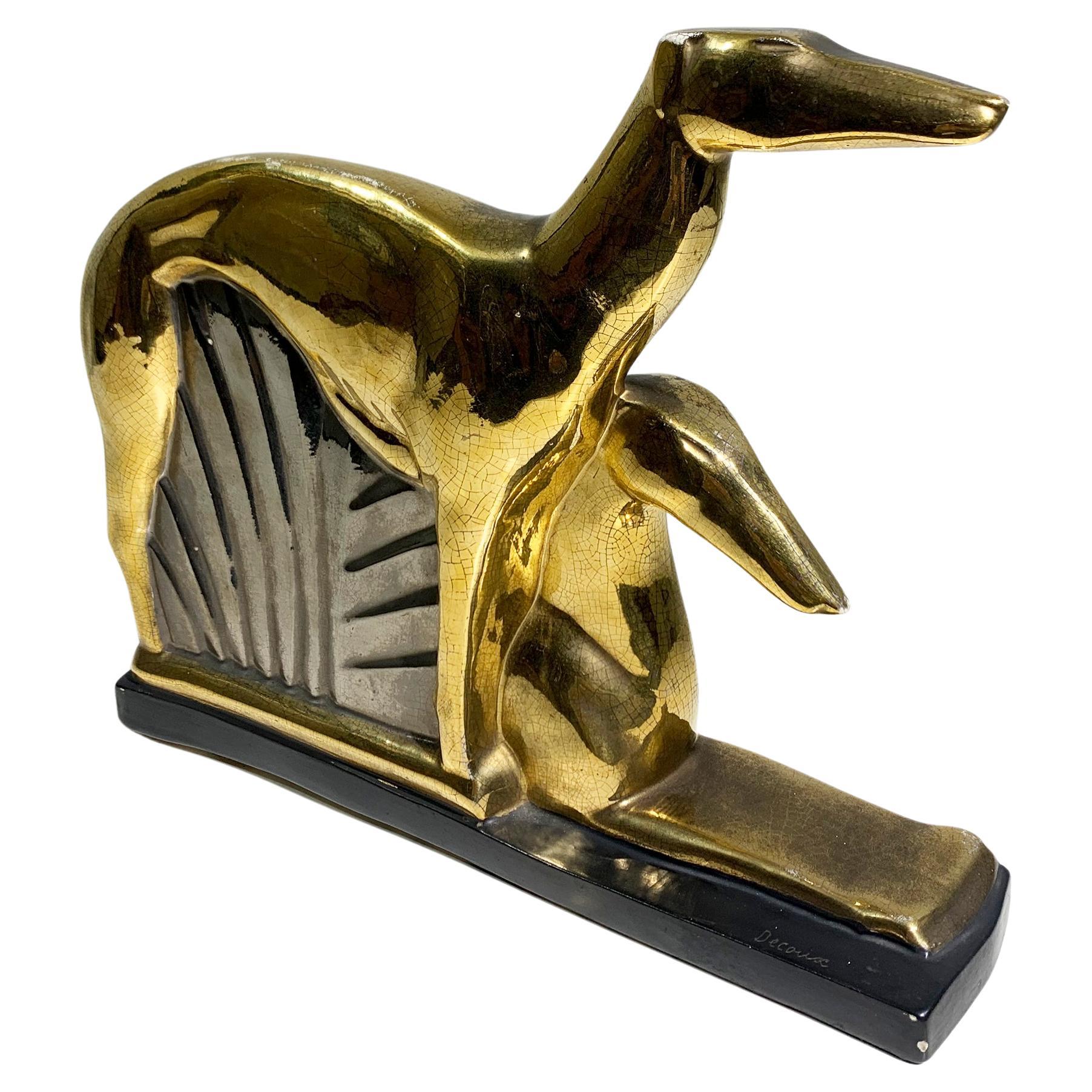 Art Deco Enamel Ceramic by/signed "Dcoux" & "France - 195 - Fontinelle Edition"