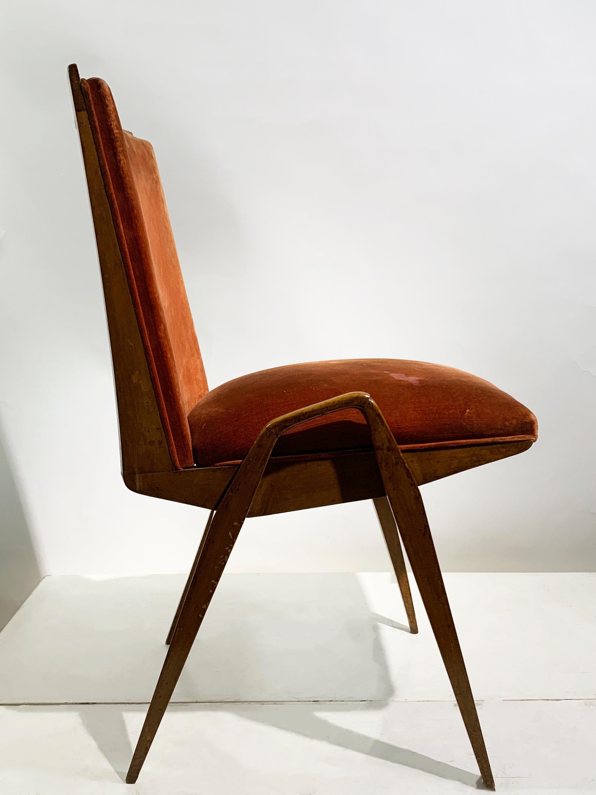 Maurice Pré Juego de 4 Sillas de Comedor Modernas de Mediano Siglo COM, Francia, Años 50 siglo XX en venta