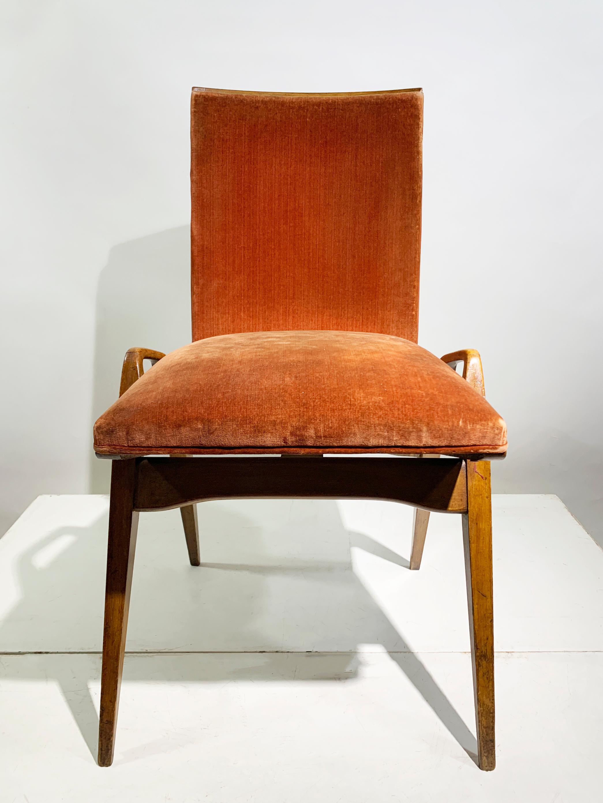 Maurice Pré Juego de 4 Sillas de Comedor Modernas de Mediano Siglo COM, Francia, Años 50 en venta 3