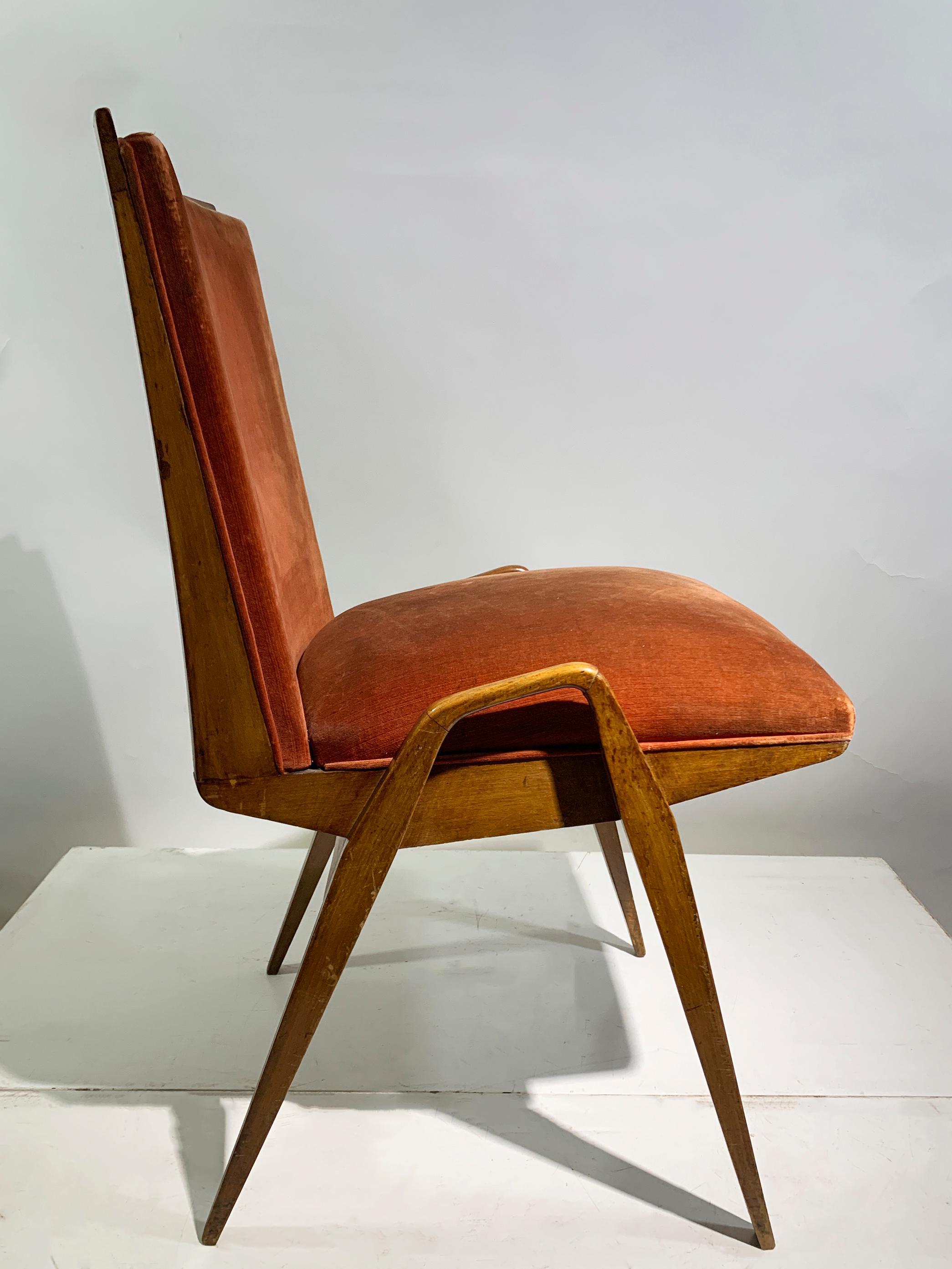 Maurice Pré Juego de 4 Sillas de Comedor Modernas de Mediano Siglo COM, Francia, Años 50 en venta 7